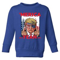 Vintage Trump 4th Of July Merica Yeah Usa Flag Patriotic Gift Toddler Sweatshirt