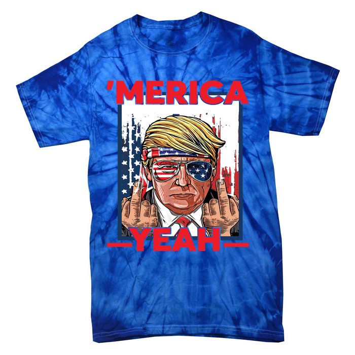 Vintage Trump 4th Of July Merica Yeah Usa Flag Patriotic Gift Tie-Dye T-Shirt