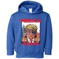 Vintage Trump 4th Of July Merica Yeah Usa Flag Patriotic Gift Toddler Hoodie