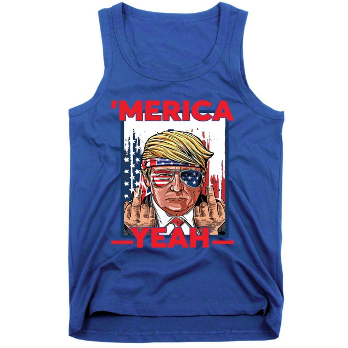 Vintage Trump 4th Of July Merica Yeah Usa Flag Patriotic Gift Tank Top