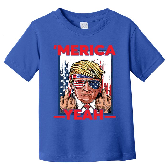 Vintage Trump 4th Of July Merica Yeah Usa Flag Patriotic Gift Toddler T-Shirt