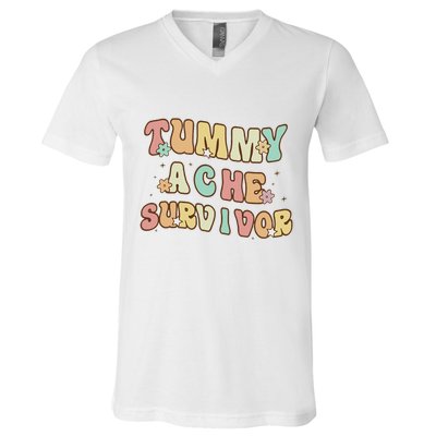 Vintage Tummy Ache Survivor V-Neck T-Shirt
