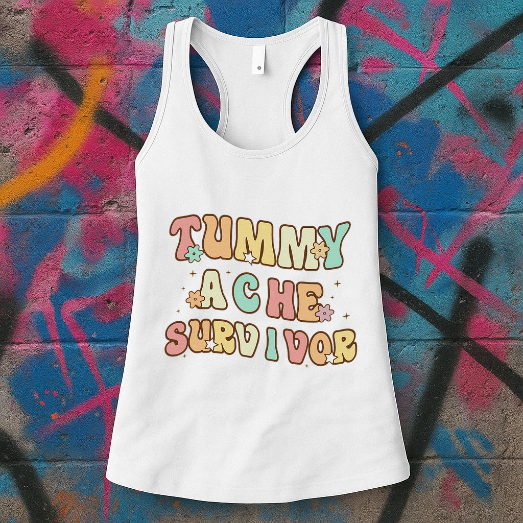 Vintage Tummy Ache Survivor Womens Tank Top