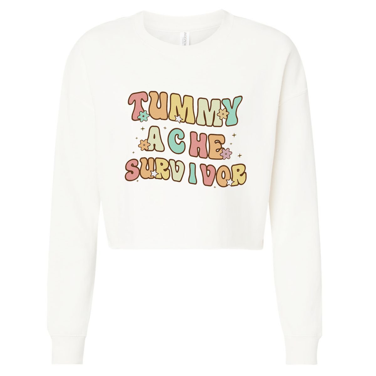 Vintage Tummy Ache Survivor Cropped Pullover Crew