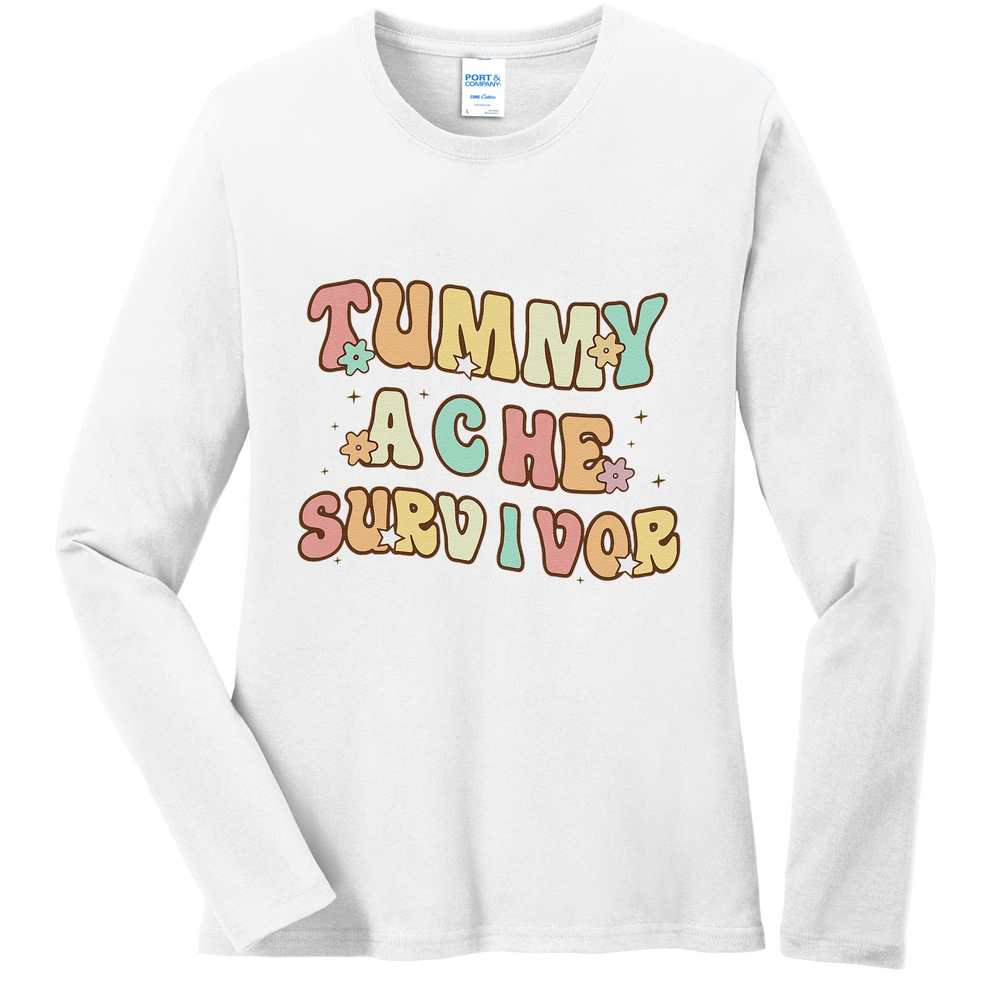 Vintage Tummy Ache Survivor Ladies Long Sleeve Shirt