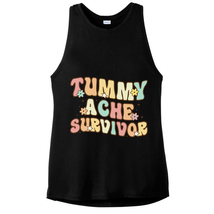 Vintage Tummy Ache Survivor Retro Ladies PosiCharge Tri-Blend Wicking Tank