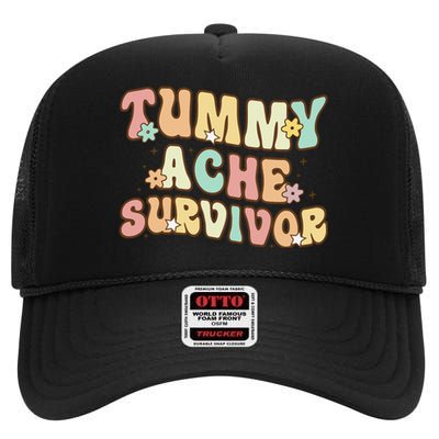 Vintage Tummy Ache Survivor Retro High Crown Mesh Back Trucker Hat