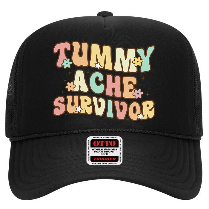 Vintage Tummy Ache Survivor Retro High Crown Mesh Back Trucker Hat