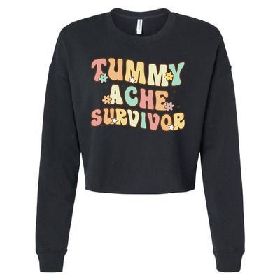 Vintage Tummy Ache Survivor Retro Cropped Pullover Crew