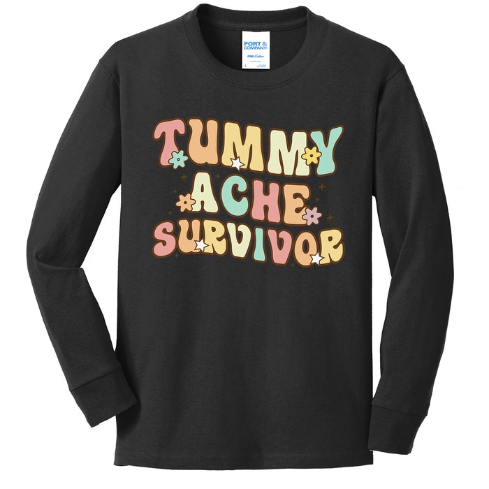 Vintage Tummy Ache Survivor Retro Kids Long Sleeve Shirt