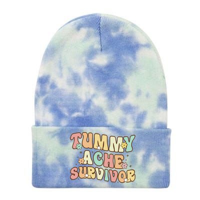 Vintage Tummy Ache Survivor Retro Tie Dye 12in Knit Beanie