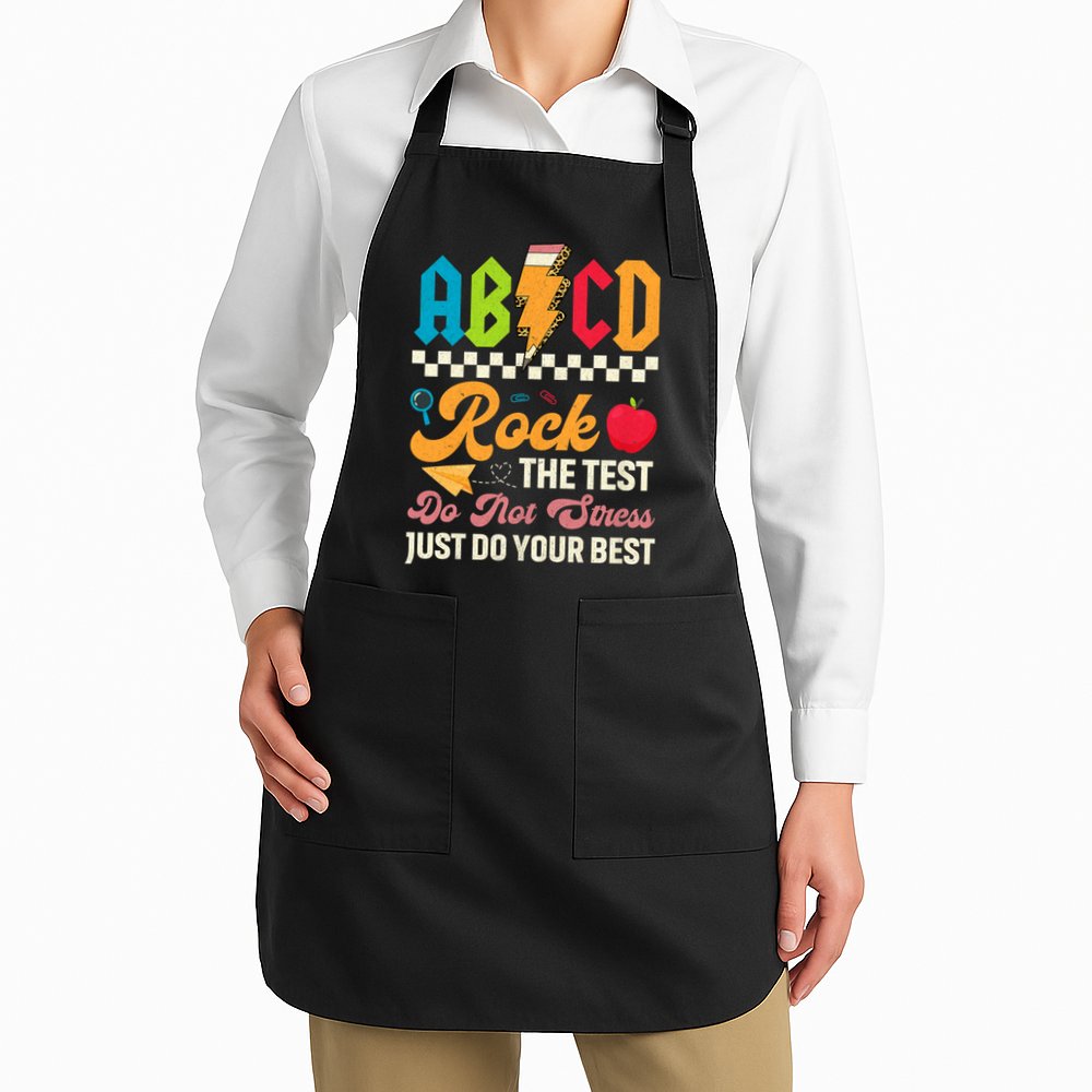 Vintage Testing ABCD Rock The Test Day Teach.ers Student.s Apron