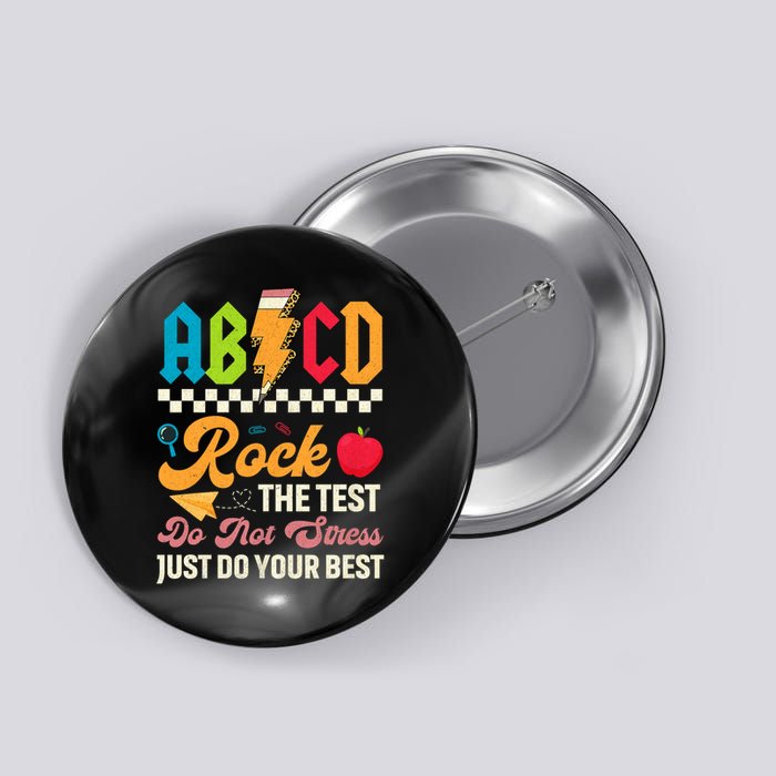 Vintage Testing ABCD Rock The Test Day Teach.ers Student.s Button