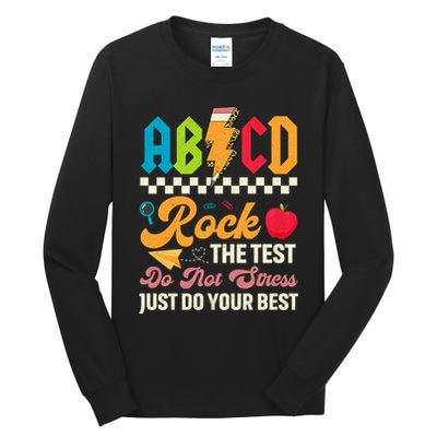 Vintage Testing ABCD Rock The Test Day Teach.ers Student.s Tall Long Sleeve T-Shirt