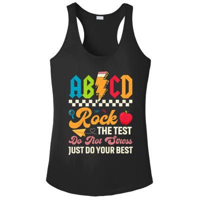 Vintage Testing ABCD Rock The Test Day Teach.ers Student.s Ladies PosiCharge Competitor Racerback Tank