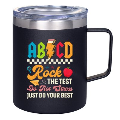 Vintage Testing ABCD Rock The Test Day Teach.ers Student.s 12oz Stainless Steel Coffee Mug
