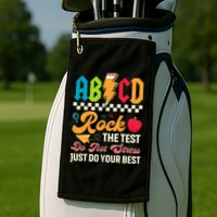 Vintage Testing ABCD Rock The Test Day Teach.ers Student.s Golf Towel
