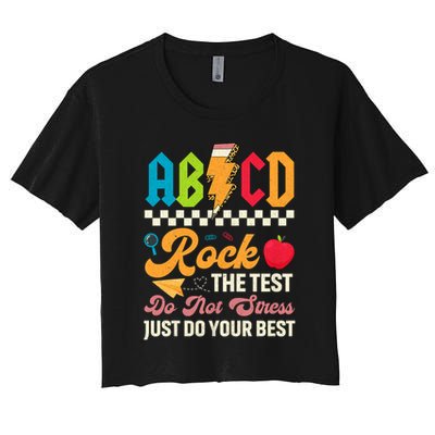 Vintage Testing ABCD Rock The Test Day Teach.ers Student.s Crop Top