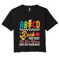 Vintage Testing ABCD Rock The Test Day Teach.ers Student.s Crop Top