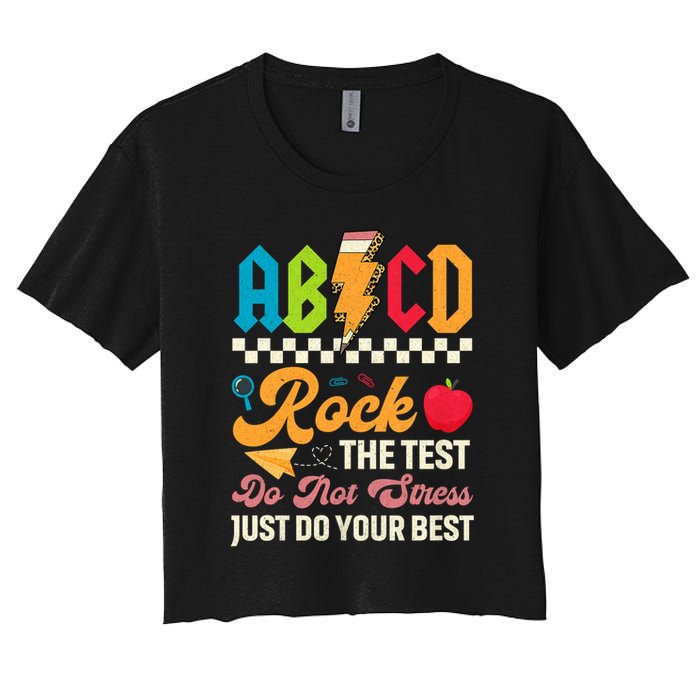 Vintage Testing ABCD Rock The Test Day Teach.ers Student.s Crop Top