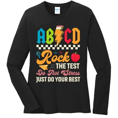 Vintage Testing ABCD Rock The Test Day Teach.ers Student.s Ladies Long Sleeve Shirt