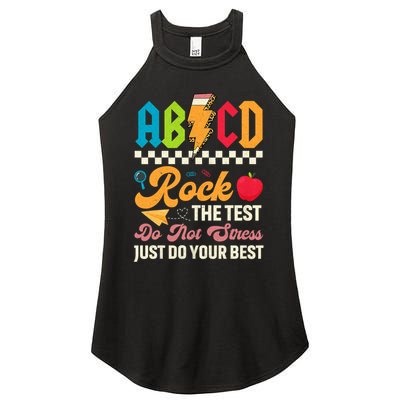 Vintage Testing ABCD Rock The Test Day Teach.ers Student.s Women's Perfect Tri Rocker Tank
