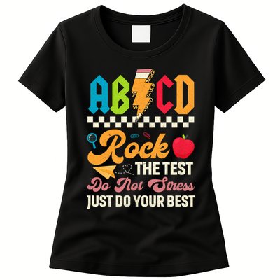 Vintage Testing ABCD Rock The Test Day Teach.ers Student.s Womens T-Shirt
