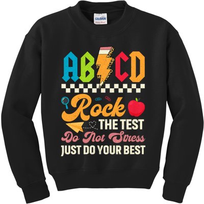 Vintage Testing ABCD Rock The Test Day Teach.ers Student.s Kids Sweatshirt