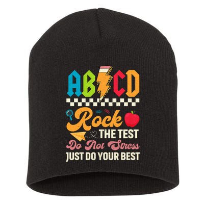 Vintage Testing ABCD Rock The Test Day Teach.ers Student.s Short Acrylic Beanie