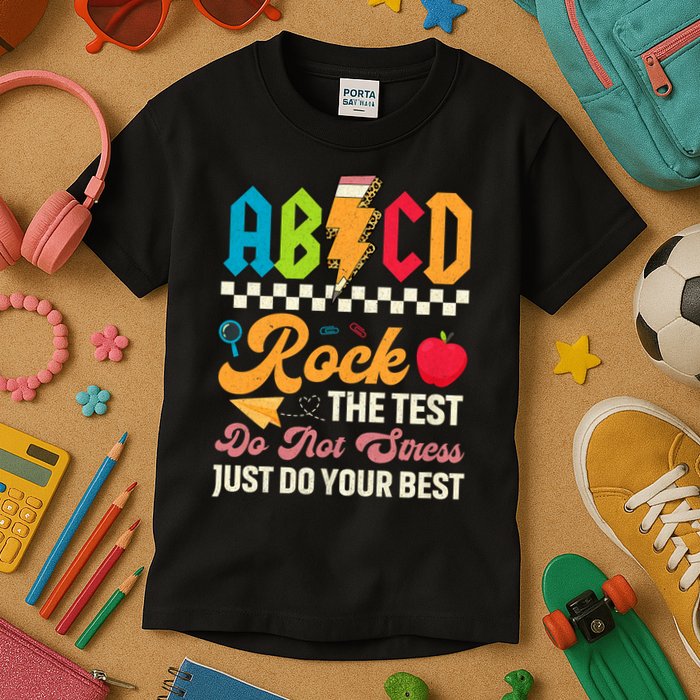 Vintage Testing ABCD Rock The Test Day Teach.ers Student.s Kids T-Shirt