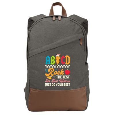 Vintage Testing ABCD Rock The Test Day Teach.ers Student.s Cotton Canvas Backpack