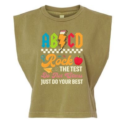 Vintage Testing ABCD Rock The Test Day Teach.ers Student.s Garment-Dyed Women's Muscle Tee