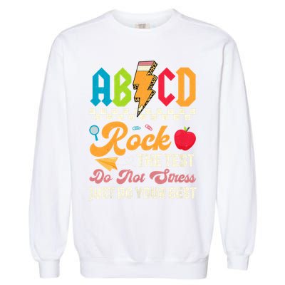 Vintage Testing ABCD Rock The Test Day Teach.ers Student.s Garment-Dyed Sweatshirt