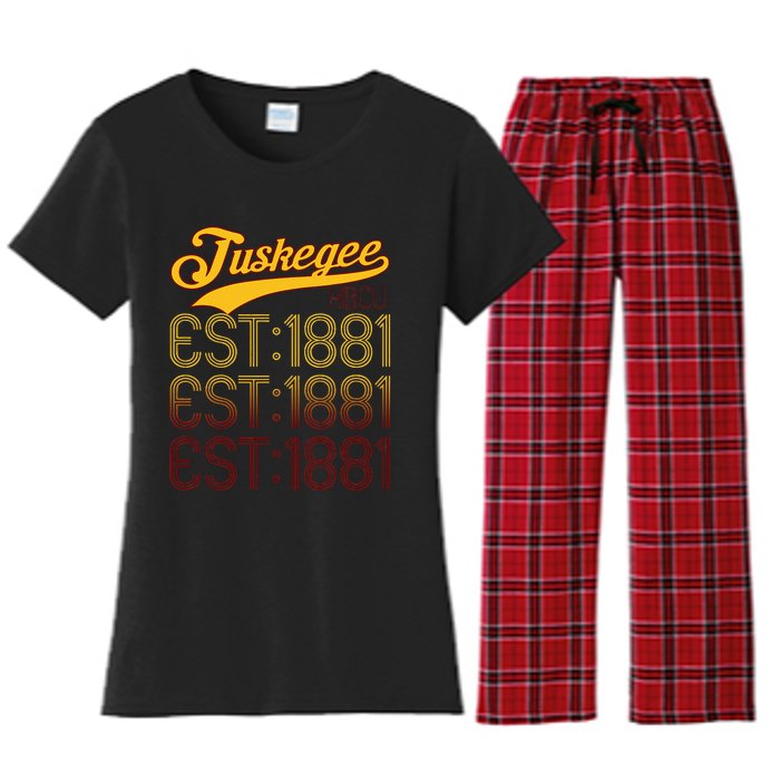 Vintage Tuskegee Al Distressed Maroon Varsity Style Women's Flannel Pajama Set