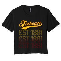 Vintage Tuskegee Al Distressed Maroon Varsity Style Women's Crop Top Tee