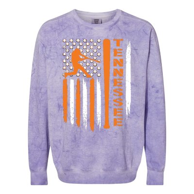 Vintage Tennessee American Us Flag Colorblast Crewneck Sweatshirt