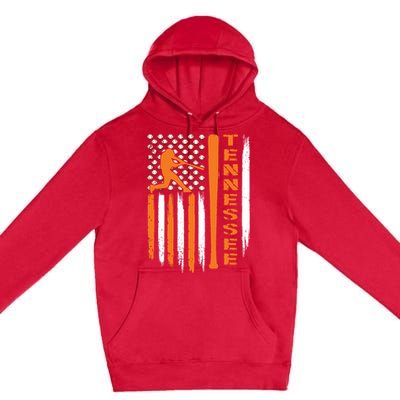 Vintage Tennessee American Us Flag Premium Pullover Hoodie