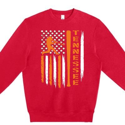 Vintage Tennessee American Us Flag Premium Crewneck Sweatshirt