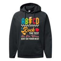 Vintage Testing Abcd Rock The Test Day Teachers Students Performance Fleece Hoodie