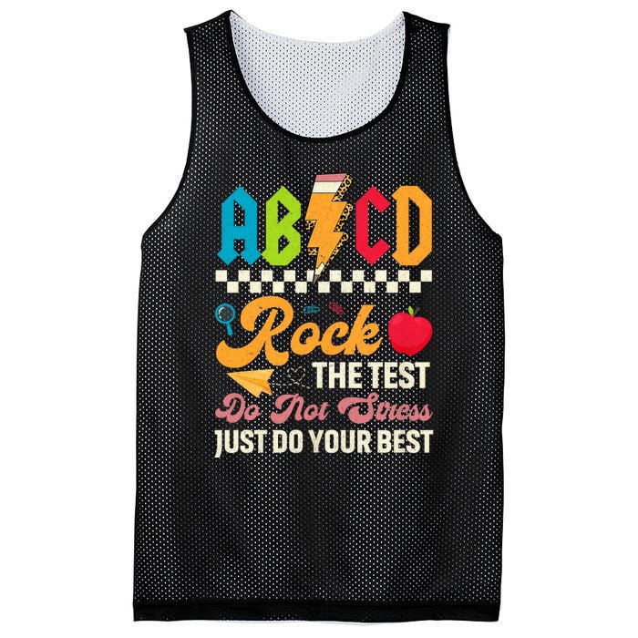 Vintage Testing Abcd Rock The Test Day Teachers Students Mesh Reversible Basketball Jersey Tank