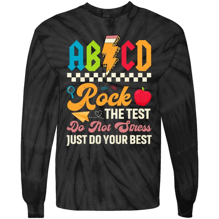 Vintage Testing Abcd Rock The Test Day Teachers Students Tie-Dye Long Sleeve Shirt