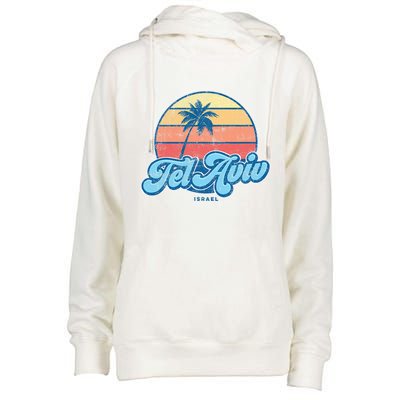 Vintage Tel Aviv Israel Classic 70s Retro Surfer Womens Funnel Neck Pullover Hood