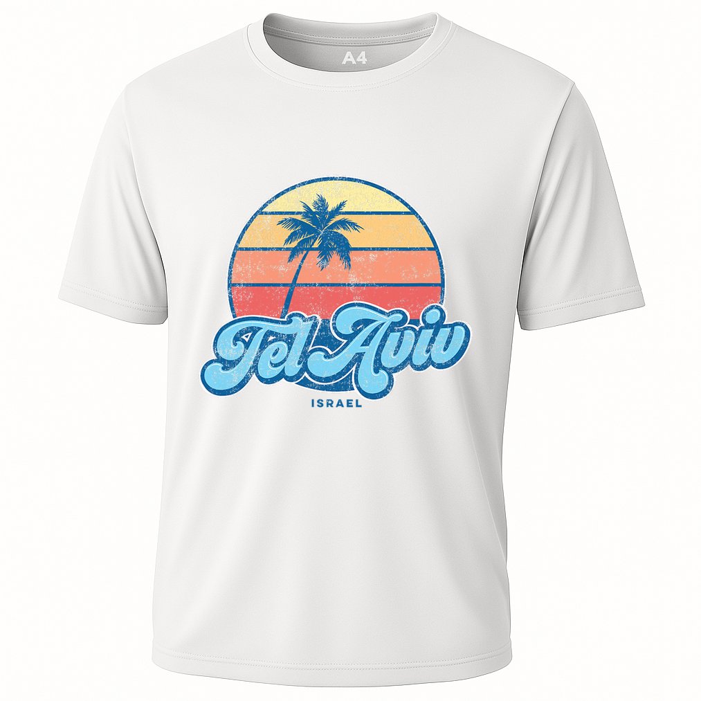 Vintage Tel Aviv Israel Classic 70s Retro Surfer Cooling Performance Crew T-Shirt