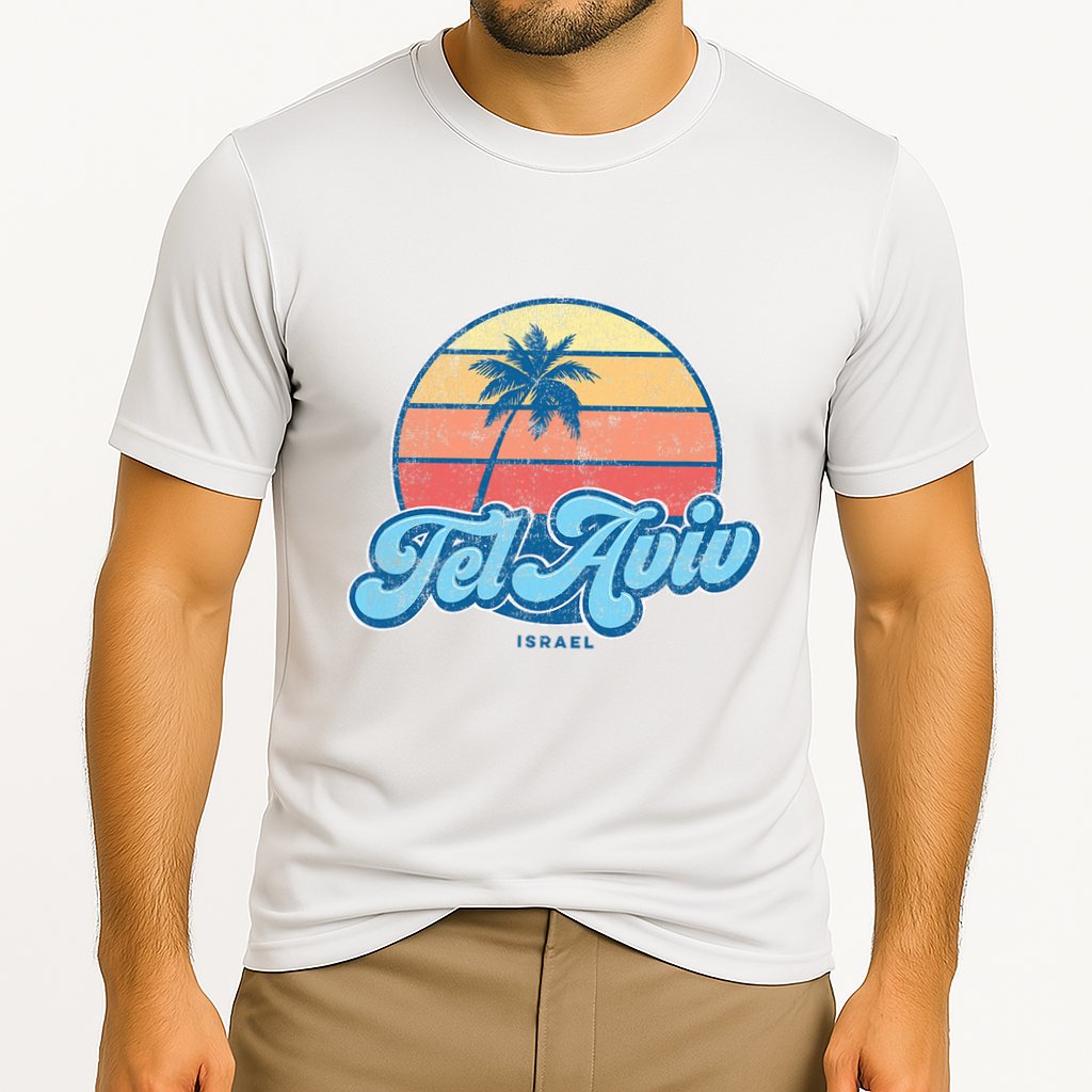 Vintage Tel Aviv Israel Classic 70s Retro Surfer Cooling Performance Crew T-Shirt
