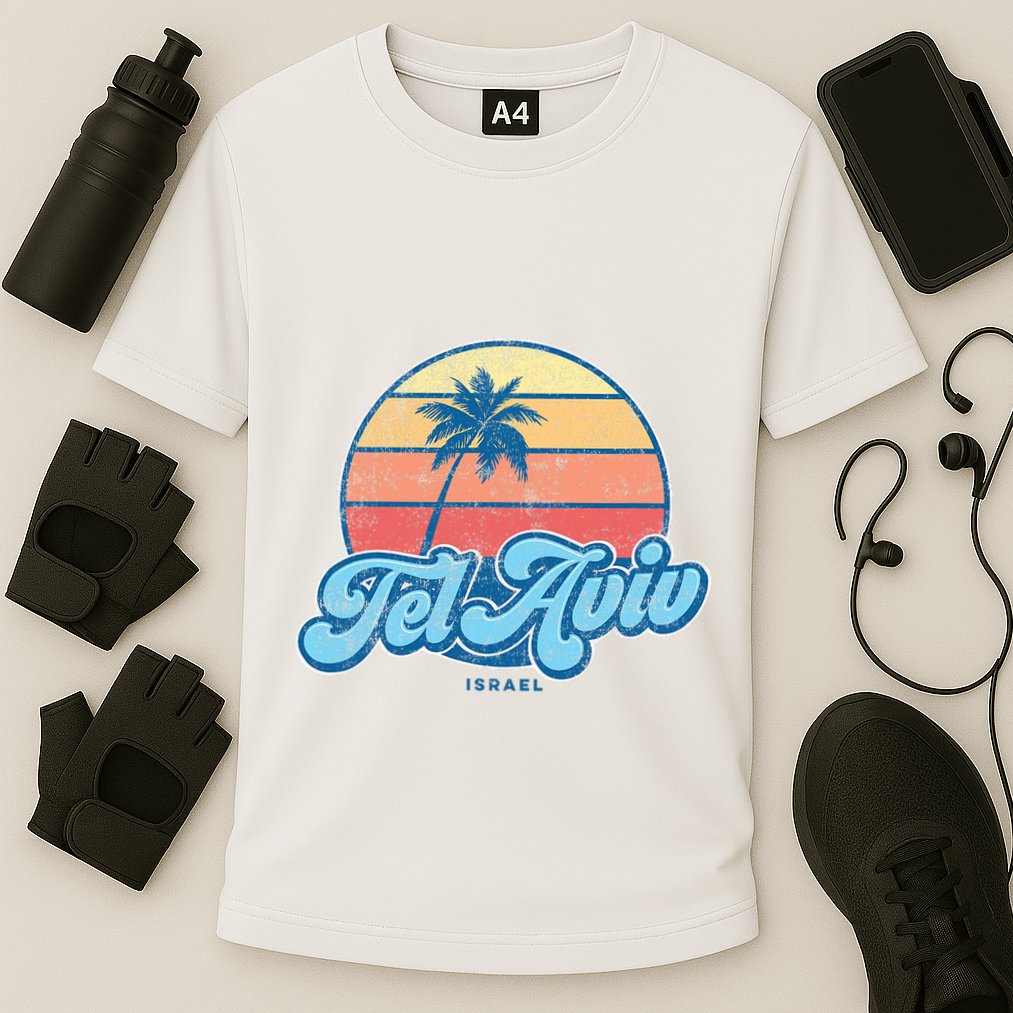Vintage Tel Aviv Israel Classic 70s Retro Surfer Cooling Performance Crew T-Shirt