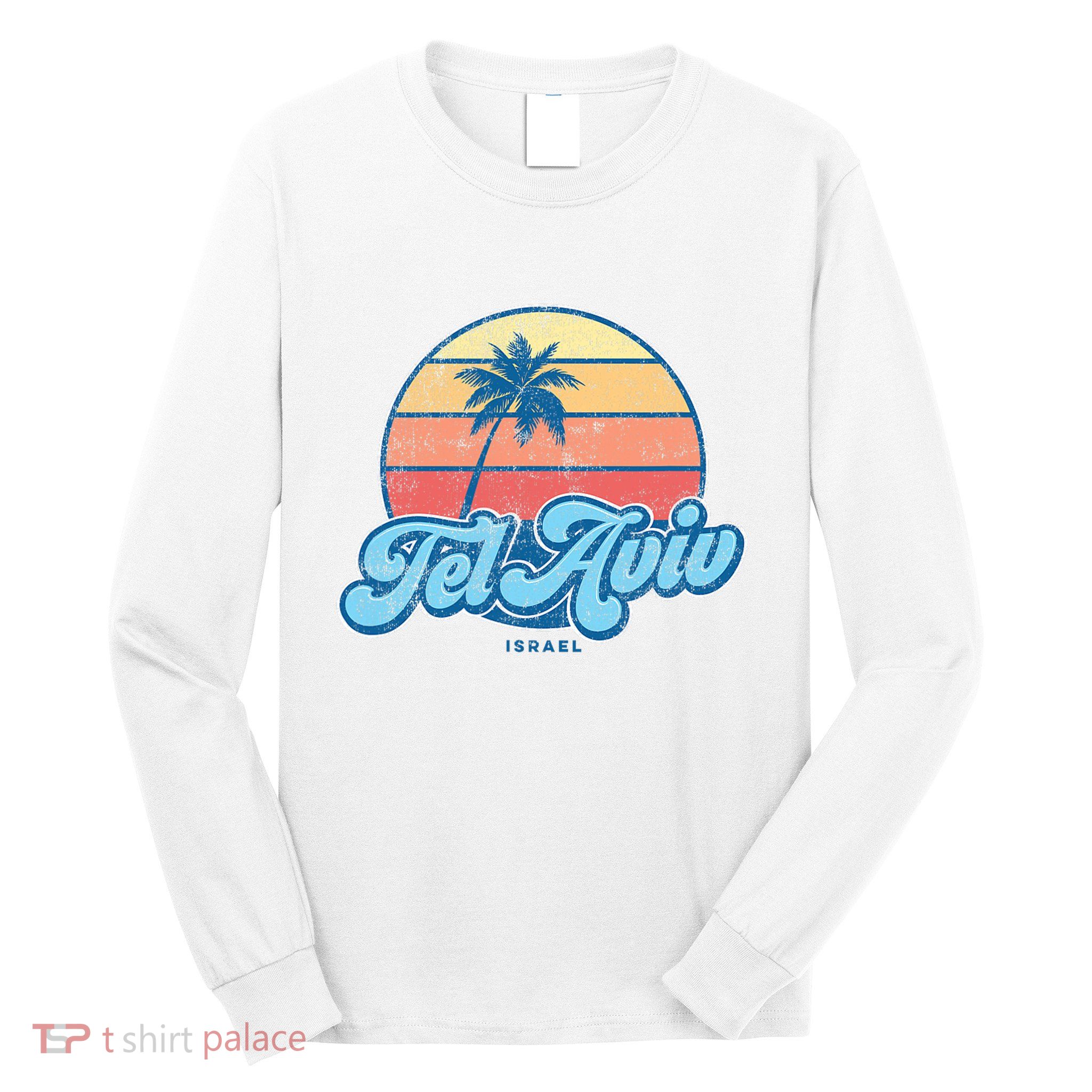 Vintage Tel Aviv Israel Classic 70s Retro Surfer Long Sleeve Shirt