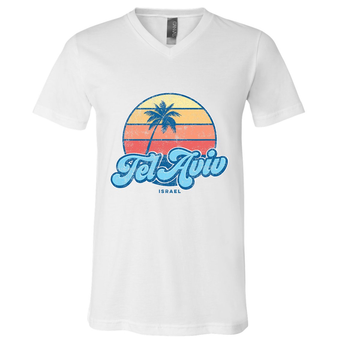 Vintage Tel Aviv Israel Classic 70s Retro Surfer V-Neck T-Shirt
