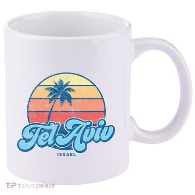 Vintage Tel Aviv Israel Classic 70s Retro Surfer 11oz C Handle Ceramic Mug