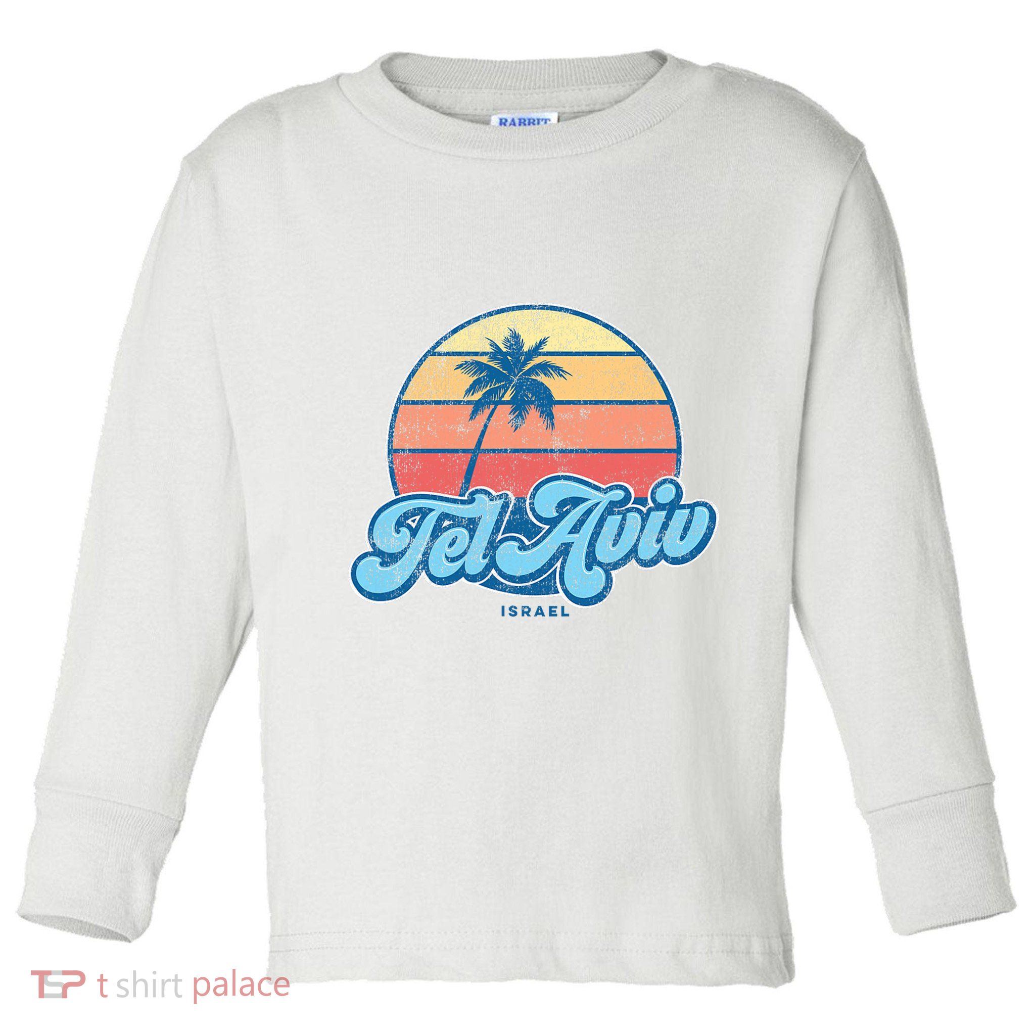 Vintage Tel Aviv Israel Classic 70s Retro Surfer Toddler Long Sleeve Shirt