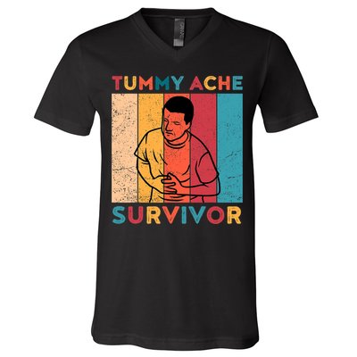 Vintage Tummy Ache Survivor V-Neck T-Shirt